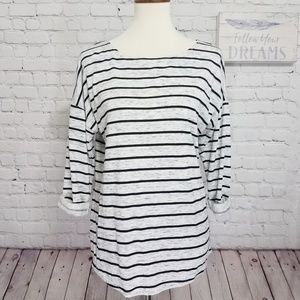 Divided Striped 3/4 Sleeve Top | S